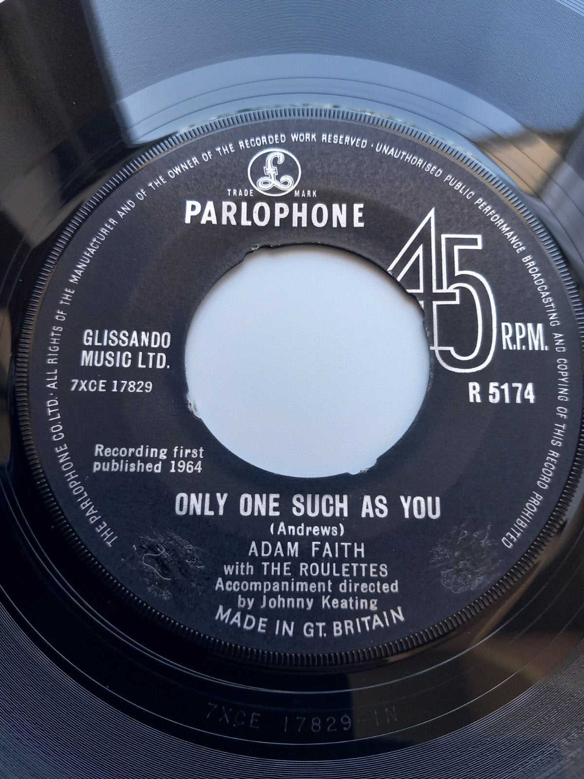 ADAM FAITH. ONLY ONE SUCH AS YOU. 60S UK 45T, Ophalen of Verzenden