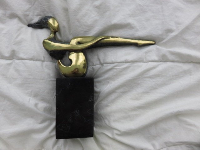 Bronzen beeldje gesigneerd Nick, Ophalen of Verzenden, Brons