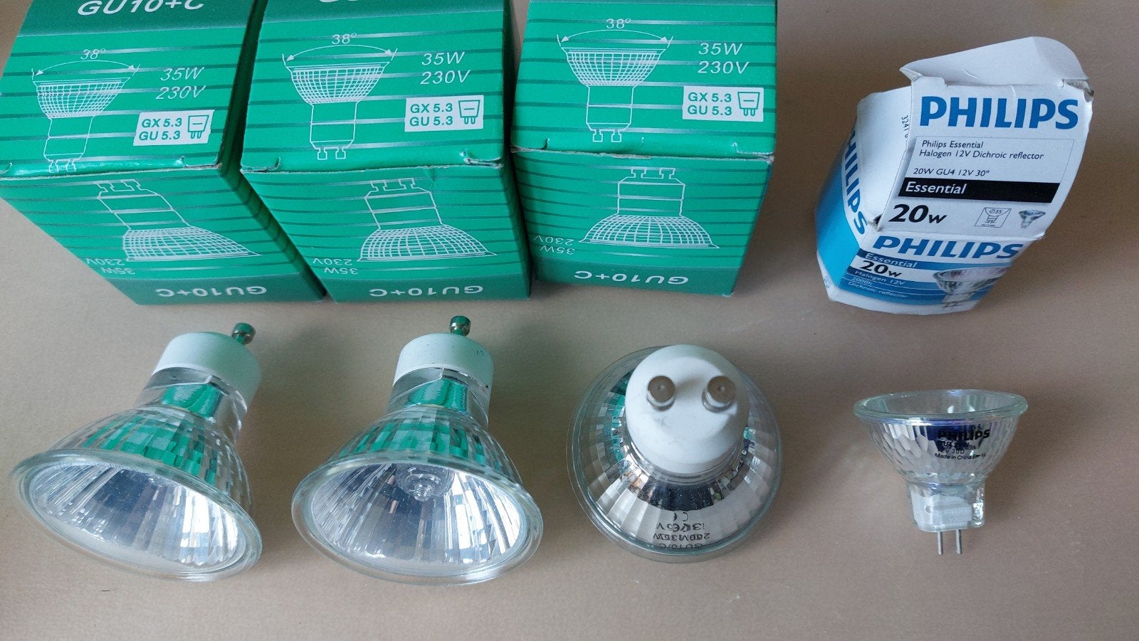 6x GU10 lampen en 1x GU4, Maison & Meubles, Lampes | Lampes en vrac, Enlèvement ou Envoi, GU10, Avec interrupteur, Philips