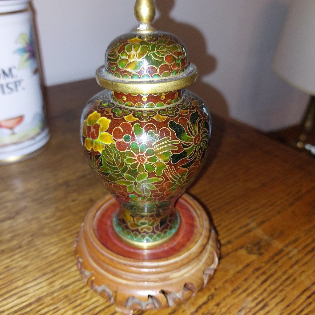 pot et couvercle en cloisonné asiatique vintage, Antiquités & Art, Enlèvement