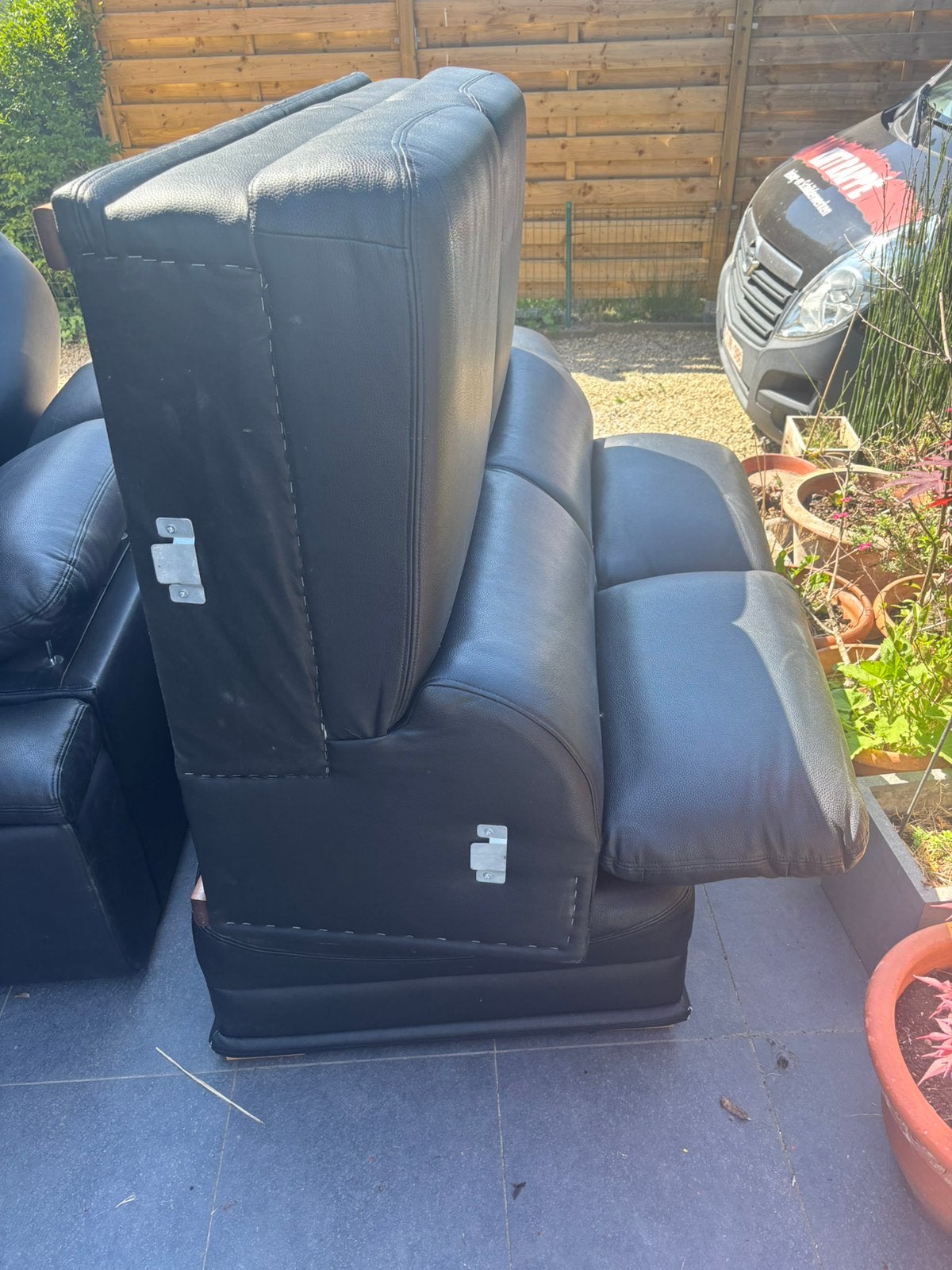Zwarte leren zetel, Huis en Inrichting, Ophalen