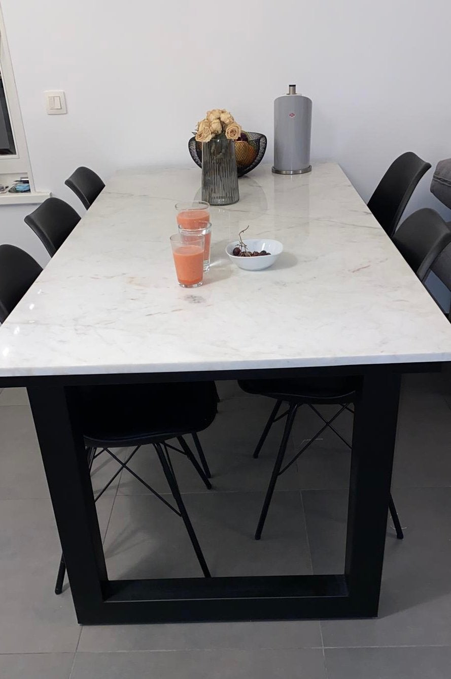 Table à manger en marbre, Maison & Meubles, 150 à 200 cm, Cinq personnes ou plus, Métal, Comme neuf
