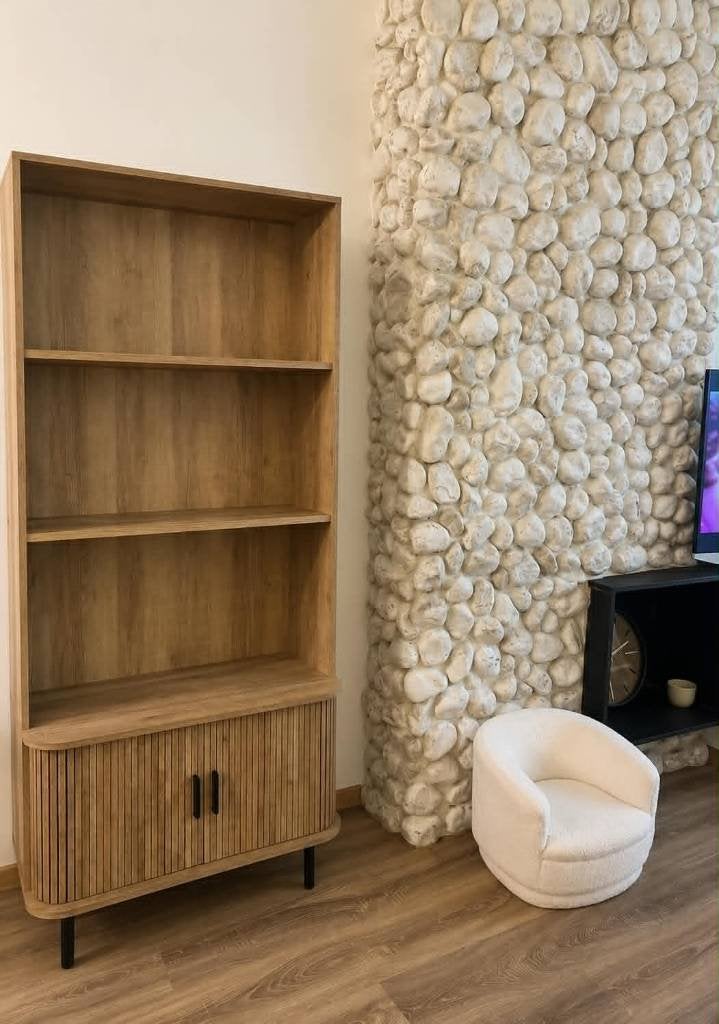 Boekenkast COLVAS Hout Naturel B80, Huis en Inrichting, Kasten | Boekenkasten, Ophalen, 50 tot 100 cm, Zo goed als nieuw, 150 tot 200 cm