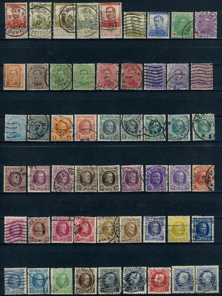 (B) Lot de timbres Albert Ier estampillés (1912 - 1931) - 1, Enlèvement ou Envoi, Affranchi, Oblitéré