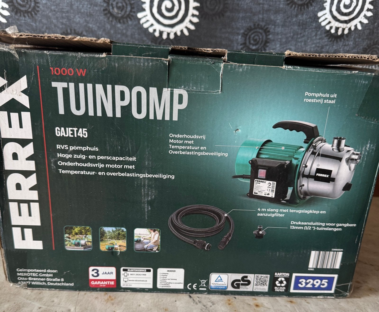 Ferrex Tuinpomp 1000W – Nieuw, nooit gebruikt!, Ophalen, Nieuw, Elektrisch