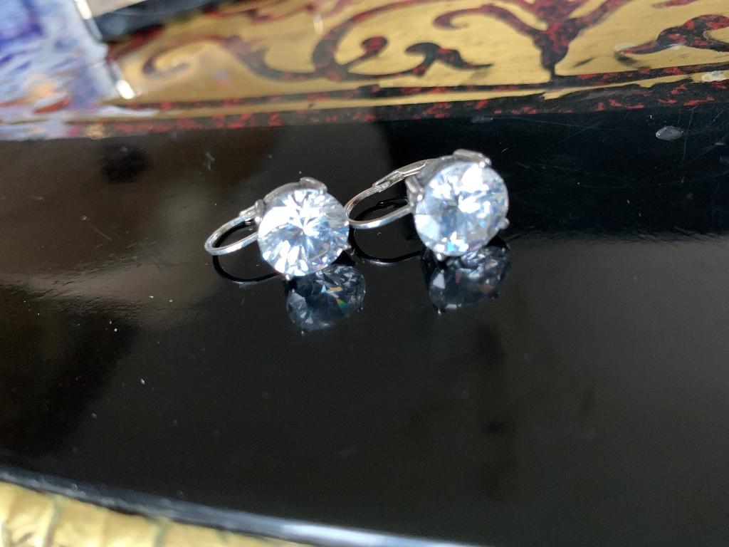 Boucles d’oreilles strass argent, Enlèvement ou Envoi, Comme neuf, Avec strass, Argent