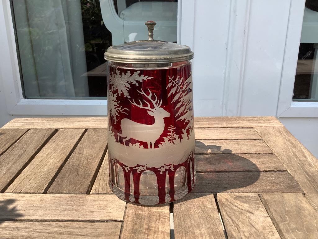 Bierglas met deksel boheems kristal, Ophalen of Verzenden