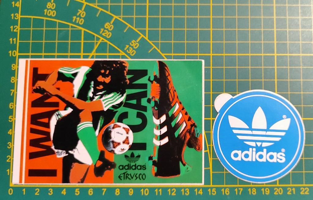 Lot 2x stickers Adidas Etrusco Voetbal I WANT, I CAN'- logo, Enlèvement ou Envoi