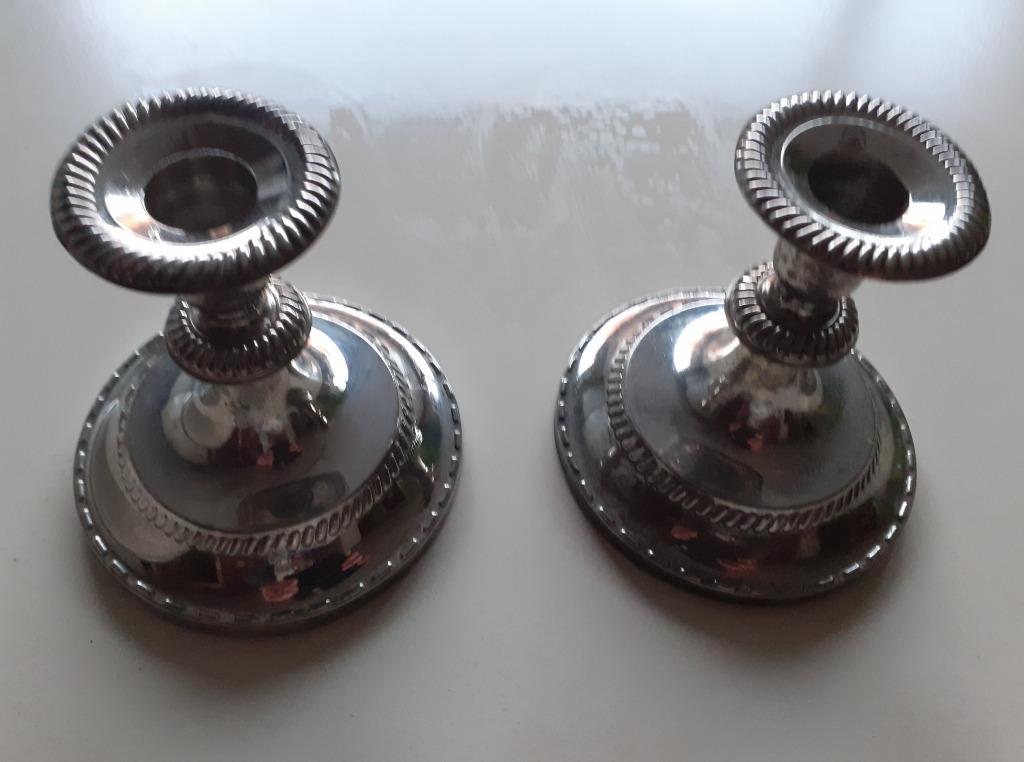 Lot de 2 bougeoirs chandeliers ARGENTÉS BRILLANT en bel état, Enlèvement ou Envoi, Argent