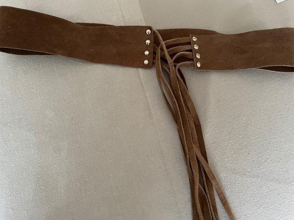 Vintage Ceintuur, riem, gordel met franjes, Kleding | Dames, Riemen en Ceinturen, 80 tot 90 cm, Echt leder, Ophalen of Verzenden