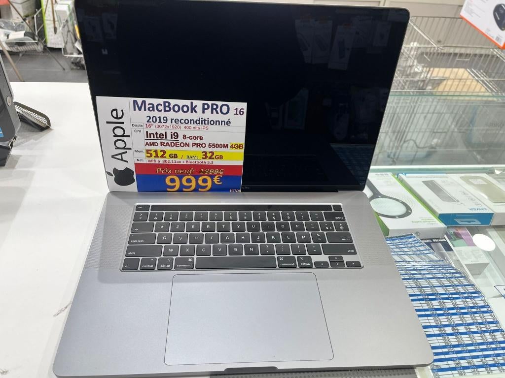 Gerenoveerde MacBook Pro 16" uit 2019, Computers en Software, Apple Macbooks, 32 GB, 512 GB, Zo goed als nieuw, 16 inch