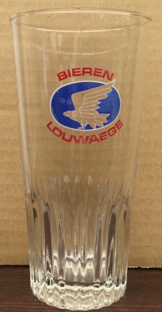 bier brouwerij glas Louwaege bieren geribd vleugel uit, Verzamelen, Glas en Drinkglazen, Ophalen of Verzenden, Zo goed als nieuw