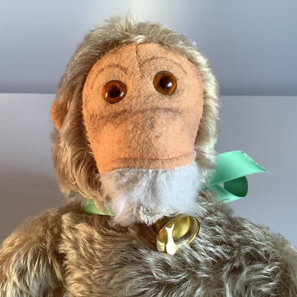 Joli singe vintage avec nœud et clochette, Enlèvement ou Envoi, Utilisé, Ours en tissus