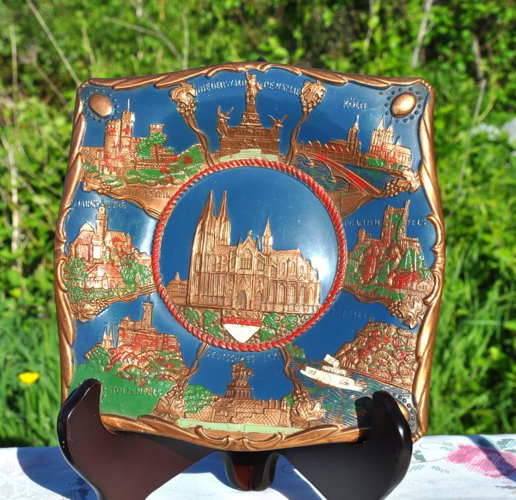 plat mural en bronze carré decor cologne, Antiquités & Art, Antiquités | Bronze & Cuivre, Enlèvement ou Envoi, Bronze