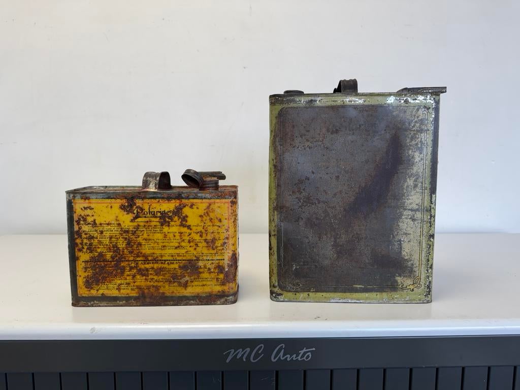 Zeldzame Polarine olie blikken 1920, Verzamelen, Ophalen of Verzenden, Gebruikt, Verpakking