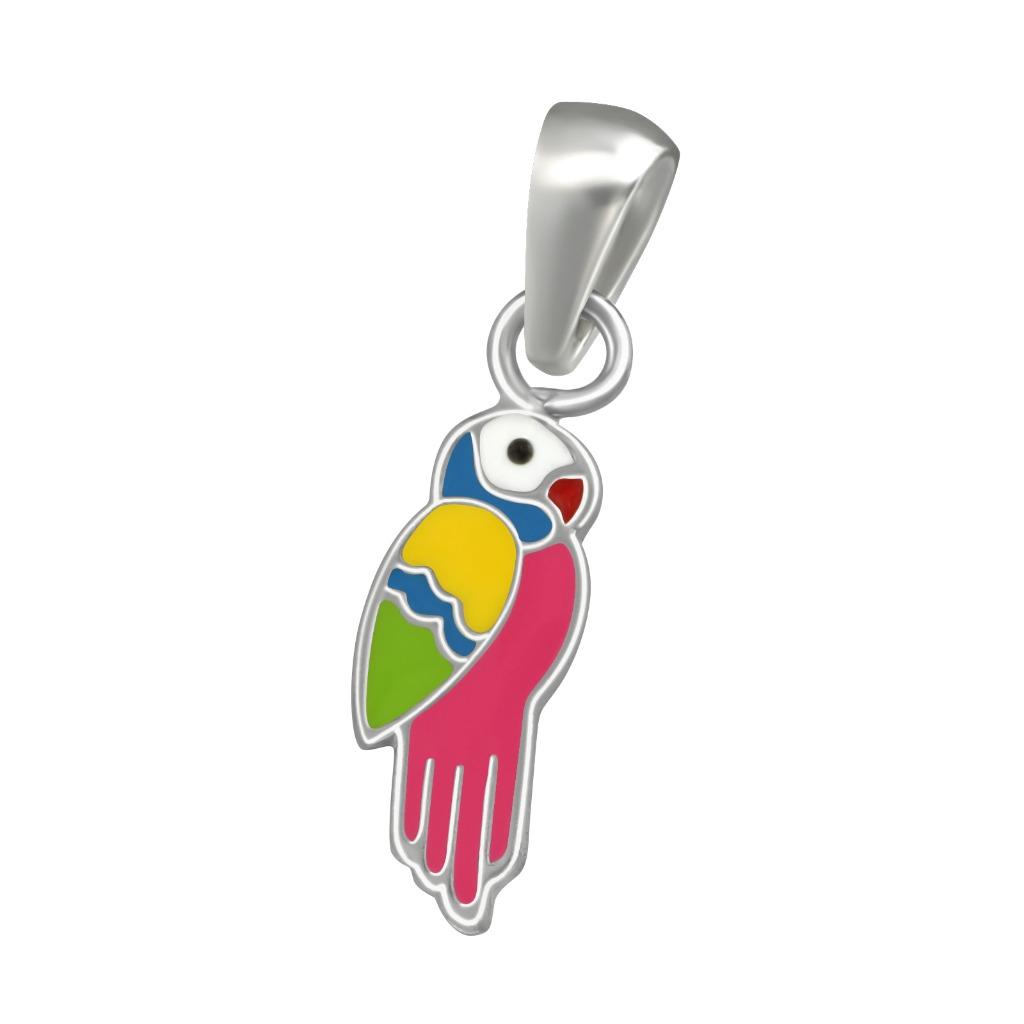 Papegaai zilveren hanger kinderen, Ophalen of Verzenden, Nieuw, Zilver, Hanger