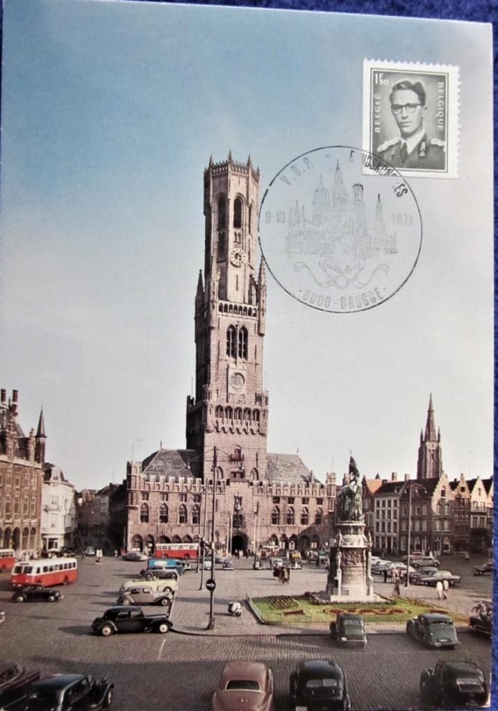 FDC OP KAART - TOERISME- HET BELFORT TE BRUGGE, Ophalen of Verzenden, Gestempeld, Plaats of Gebouw
