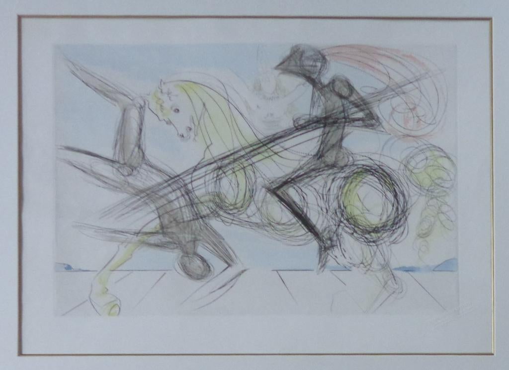 SALVADOR DALI / ZWARTE RIDDER / KLEURETS / 81x101cm / KADER, Enlèvement