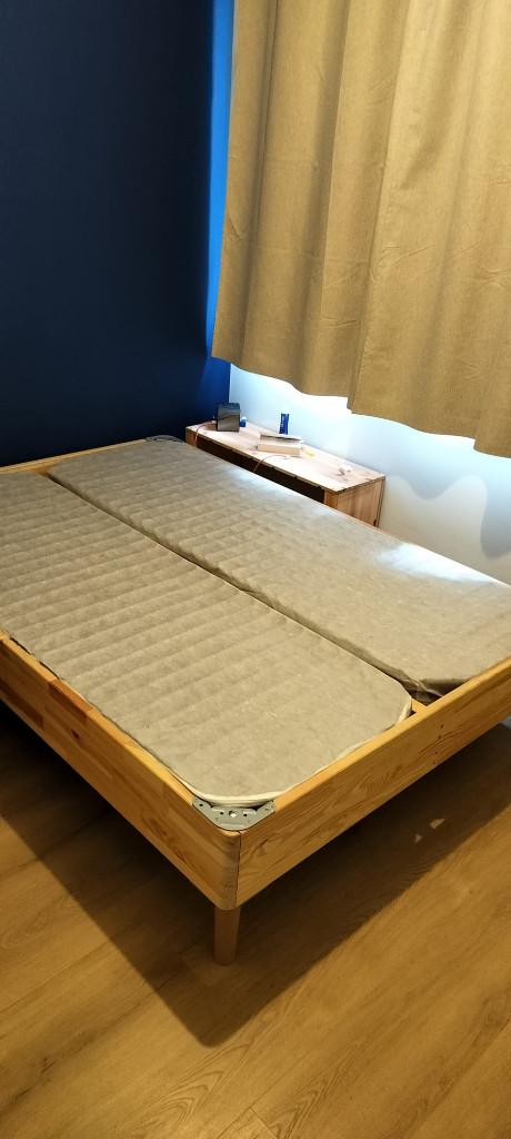 Lit double, Maison & Meubles, Beige, 140 cm, Enlèvement, Utilisé