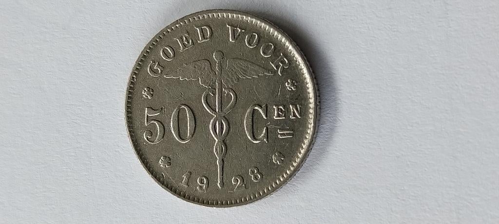 50 cent 1928 vlaams, Postzegels en Munten, Verzenden, Metaal, Losse munt