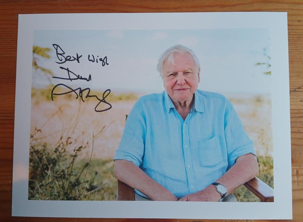 Gesigneerde foto van David Attenborough. Warmste Week., Verzenden, Gesigneerd