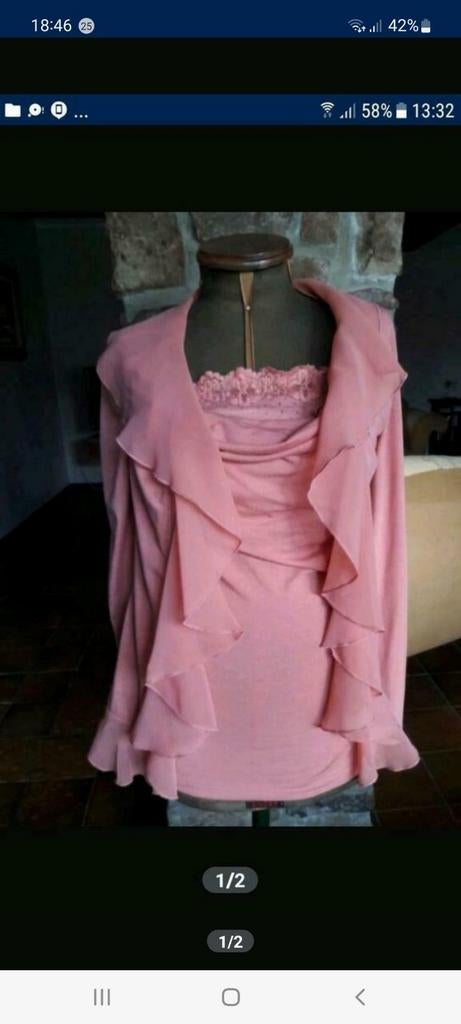 Jolie blouse avec voilage taille S, Enlèvement ou Envoi, Comme neuf, Taille 36 (S), Rose