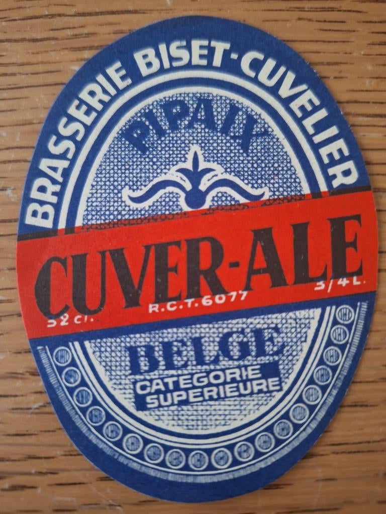Oud bieretiket brouwerij Biset Cuvelier Pipaix Cuver-ale, Enlèvement ou Envoi