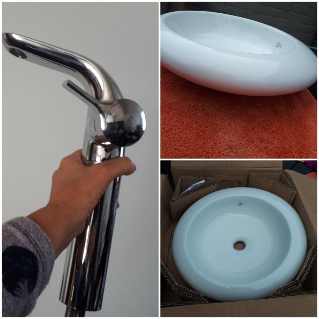 Opzetwastafel mét aangepaste hoge kraan. NIEUW., 800 watts ou plus, Moins de 60 cm, Comme neuf, Enlèvement
