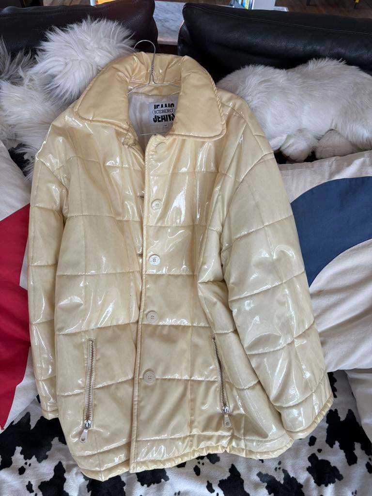 Gewatteerde wintermantel, Kleding | Dames, Ophalen, Zo goed als nieuw, Maat 42/44 (L), Wit