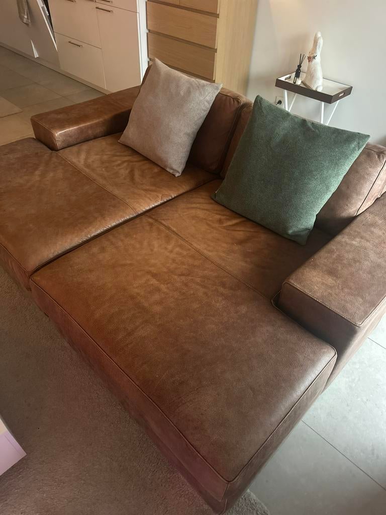 chaise de luxe en cuir marron - bon état - à vendre, Enlèvement, Comme neuf, Cuir