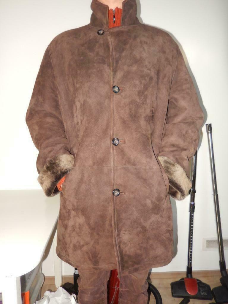 ECHTE OMGEKEERD SCHAAP MANNENJAS-ORIGINAL SHEARLING, Enlèvement ou Envoi, Comme neuf, Taille 56/58 (XL), Brun