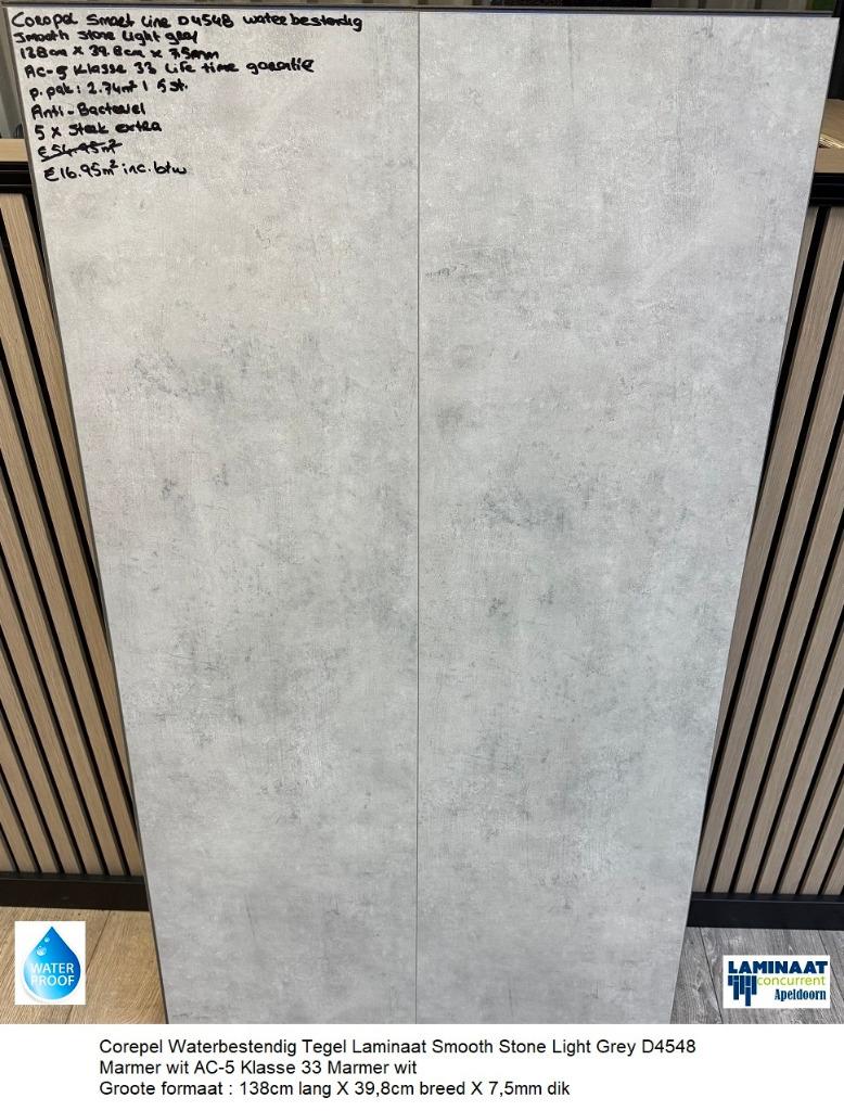 Waterbestendig Tegel Laminaat Light Grey D4548 voor €16,95m2, 75 m² of meer, Nieuw, Ophalen of Verzenden, Project vloeren