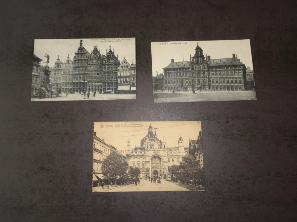 5 très anciennes cartes postales d'Anvers (Antwerpen), Enlèvement, Anvers