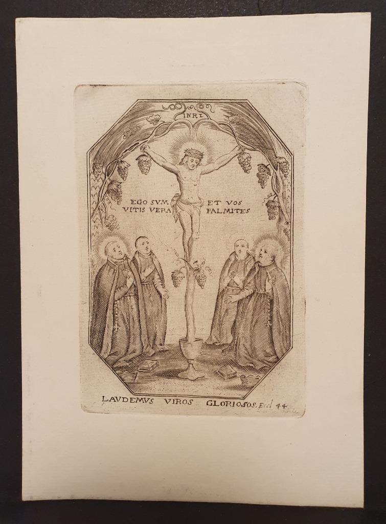 Sanctje Jezus aan kruis Ets/Gravure 1940 Heiligenprent, Verzamelen, Bidprentjes en Rouwkaarten, Verzenden, Bidprentje