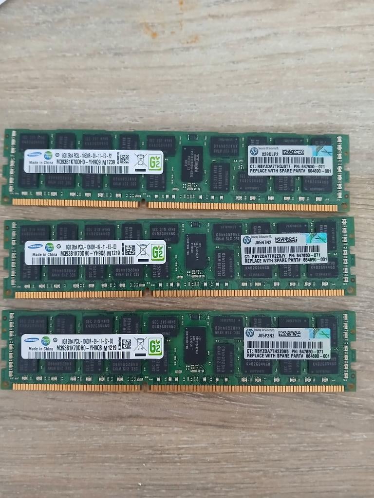 Samsung 8GB DDR3L ECC Geregistreerd Geheugenmodule x 3, Ophalen of Verzenden, 8 GB