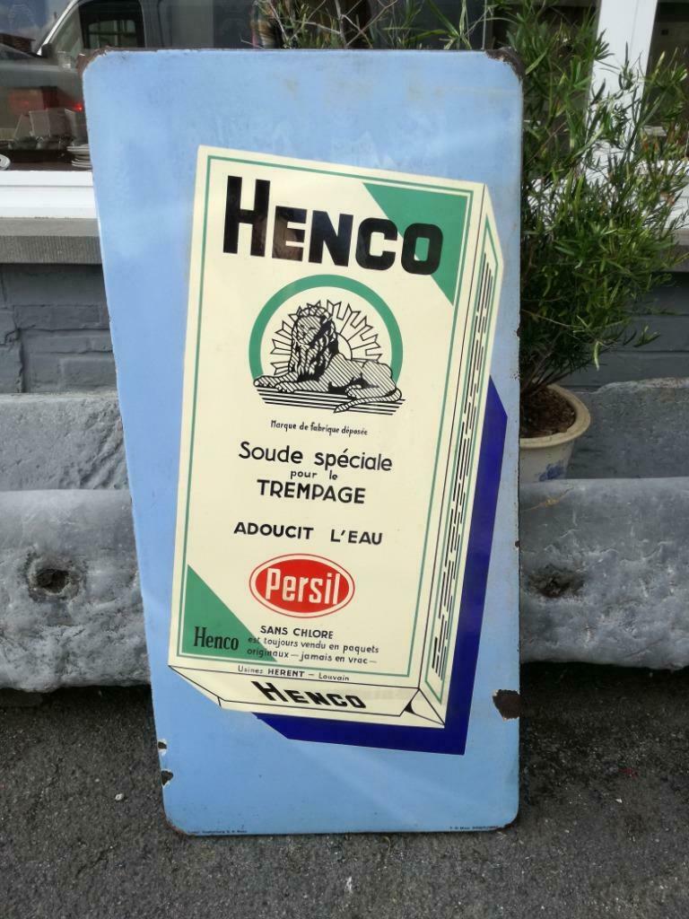 Henco Persil emaille bord 1951. Emaillerie de Koeke, Verzamelen, Ophalen of Verzenden, Gebruikt, Reclamebord