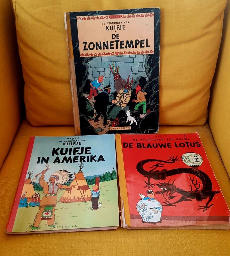 Kuifje 3 strips linnen band, Ophalen of Verzenden