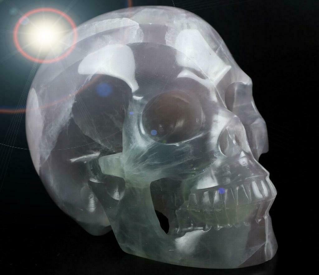 Fluoriet Schedel Skull Edelsteen Doodshoofd Kwarts Fluorite, Collections, Enlèvement ou Envoi