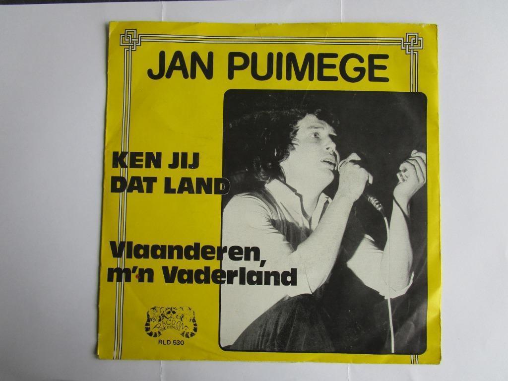 Jan Puimege : Ken jij dat land &Vlaaderen m'n vaderland.1985, Cd's en Dvd's, Fotohoes, 7 inch, Ophalen of Verzenden, Zo goed als nieuw