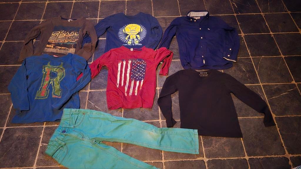 Pakket bundel kledij jongen 122 128 jeans shirt hemd, Ophalen of Verzenden, Gebruikt