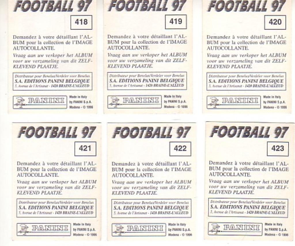 Panini Football 97 / Kortrijk / 6 stickers, Verzamelen, Verzenden, Zo goed als nieuw, Poster, Plaatje of Sticker