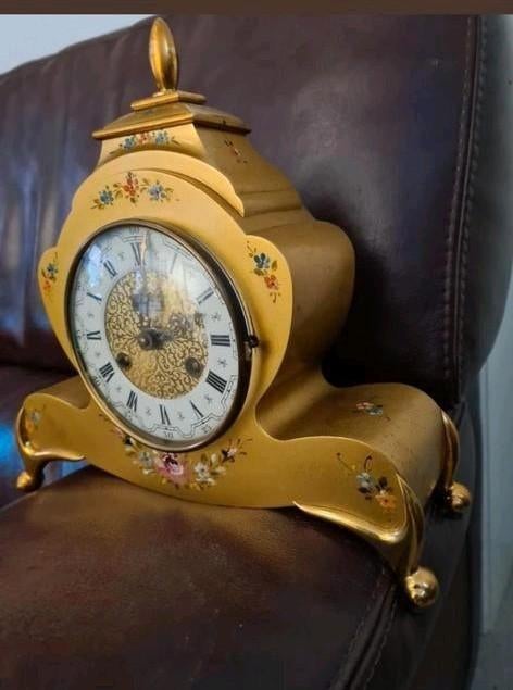 Euro clock ,Duitsland ,metaal jaren 50´60, Antiek en Kunst, Antiek | Klokken, Ophalen of Verzenden