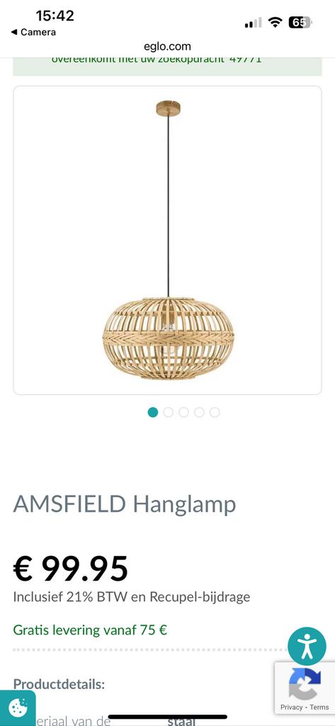Mooie NIEUWE hanglamp Eglo, Enlèvement, Neuf