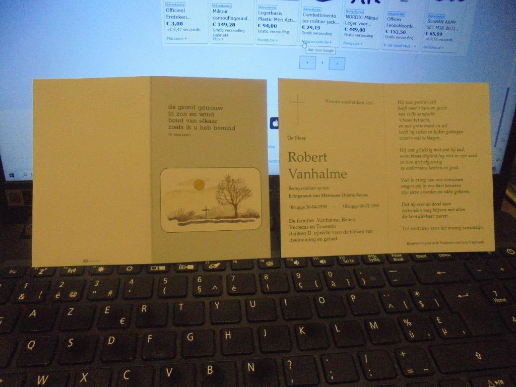 dp Robert Vanhalme, Verzamelen, Bidprentjes en Rouwkaarten, Ophalen of Verzenden