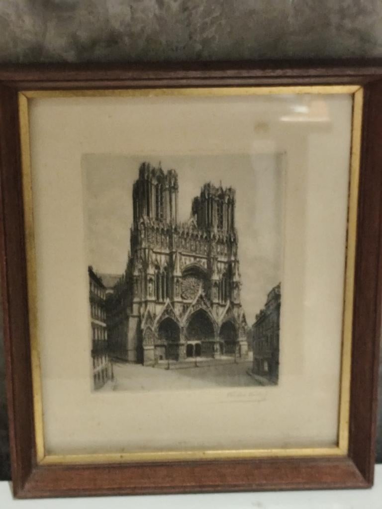 Gravure par Victor valery de la cathédrale de Reims, Antiquités & Art, Enlèvement ou Envoi