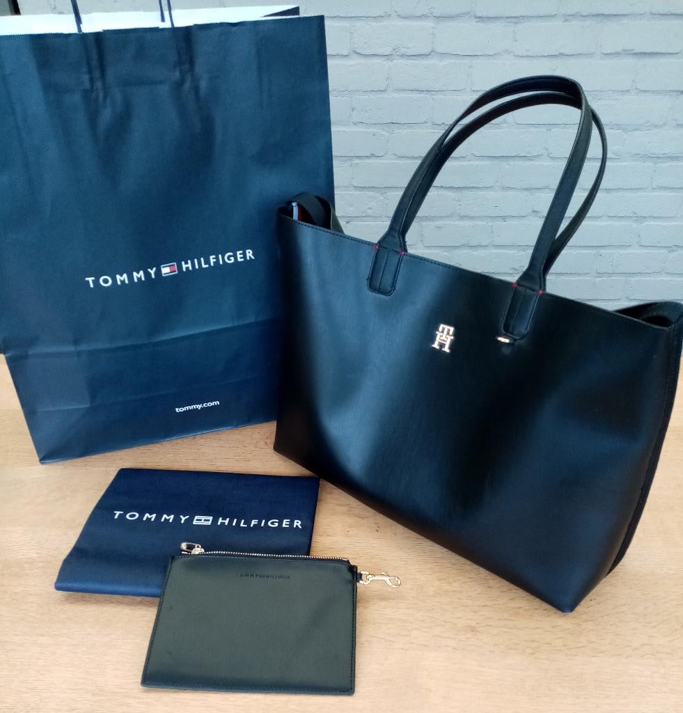 Tommy Hilfiger tote bag zwart, Ophalen of Verzenden, Gebruikt, Zwart, Shopper