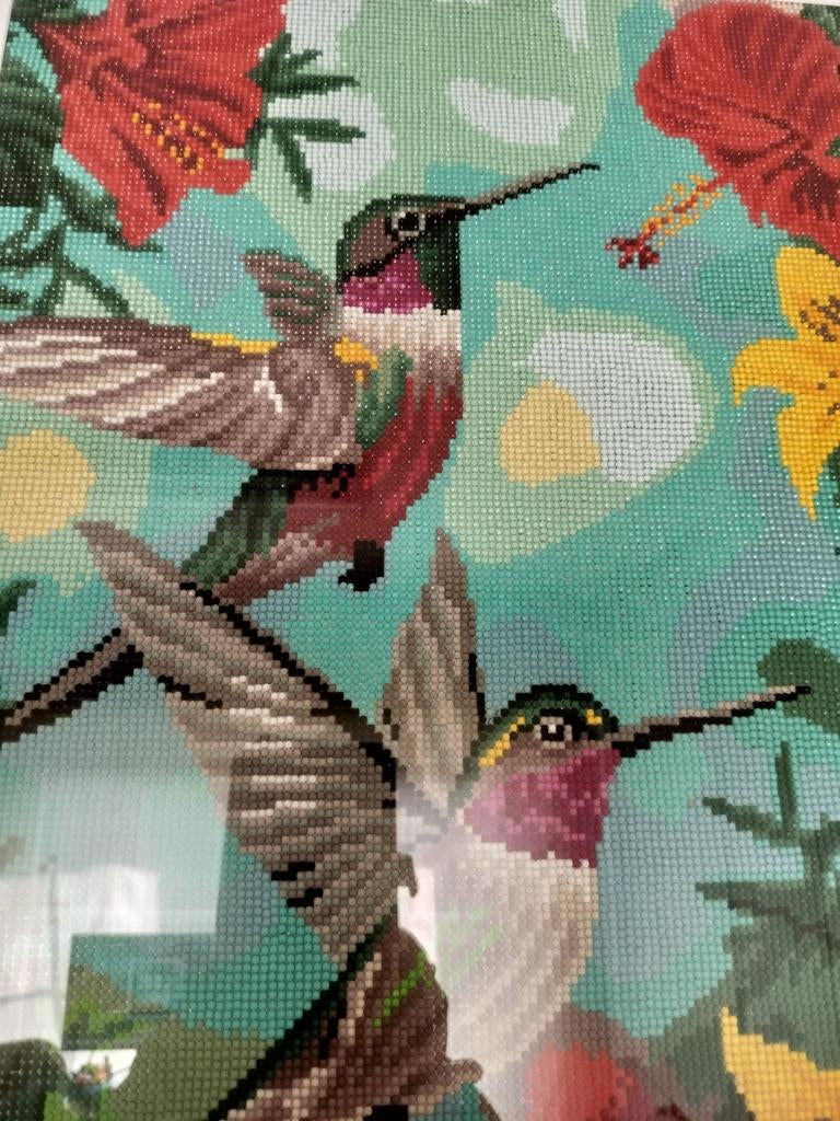 Afgewerkte Diamond painting kolibrie - 73x53cm, Ophalen, Nieuw