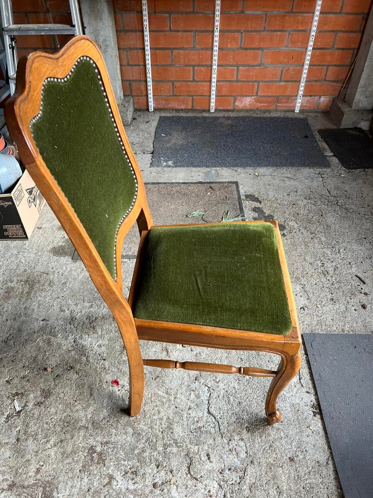Set van 6 stoelen met groen fluwele bekleding, Ophalen
