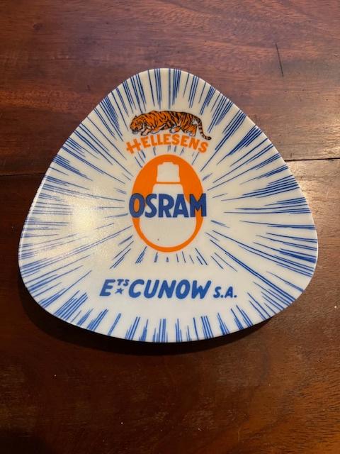 Vintage asbak Osram, Hellesens, Ets Cunow S.A., Antiquités & Art, Enlèvement