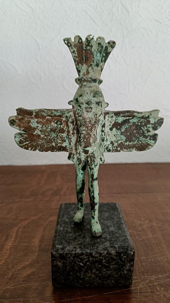 Bronzen vintage Egyptisch beeldje Heka God, Antiek en Kunst, Ophalen of Verzenden